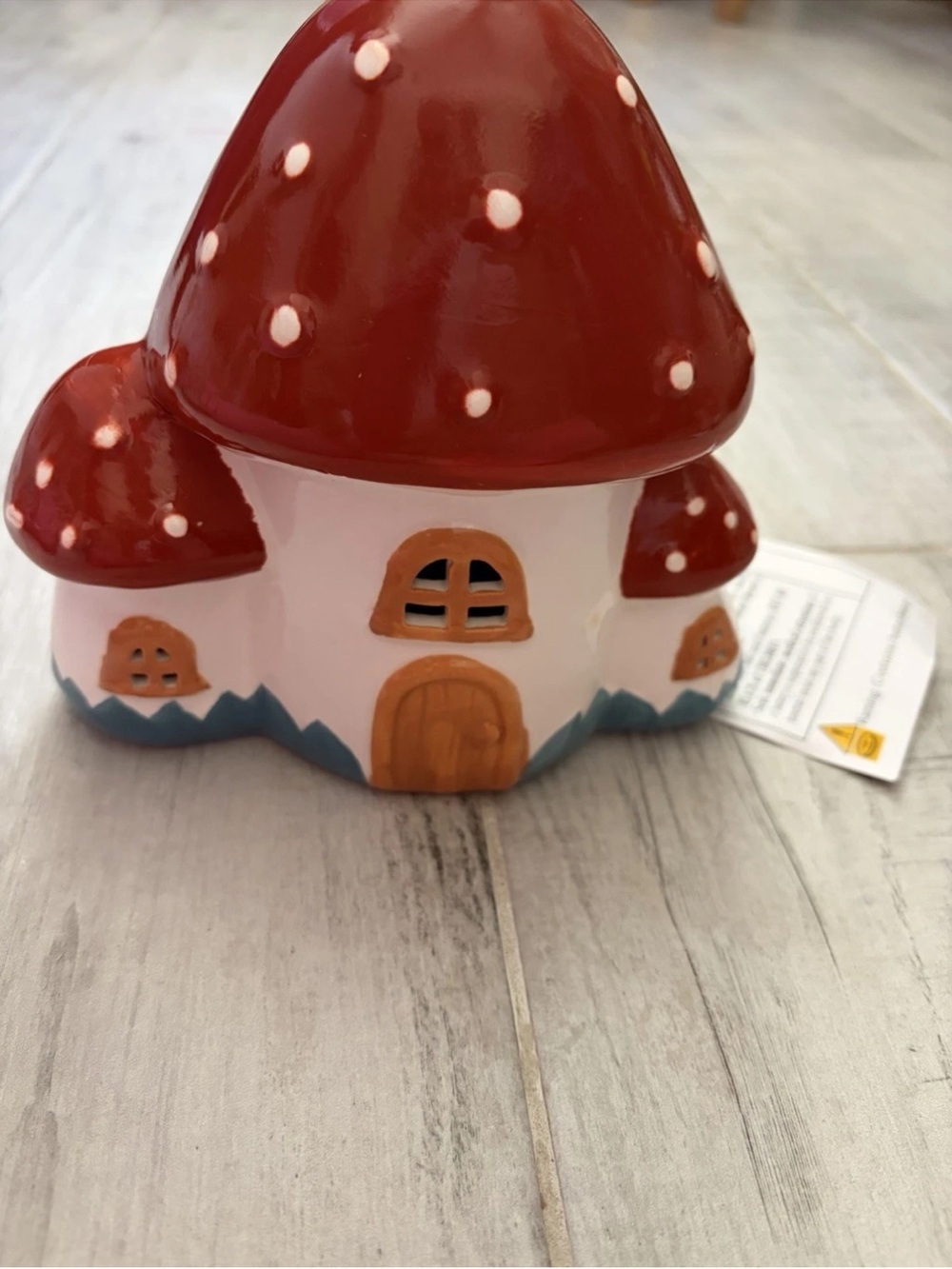 Red Mushroom House Ceramic Decorative Accent Fall cottagecore